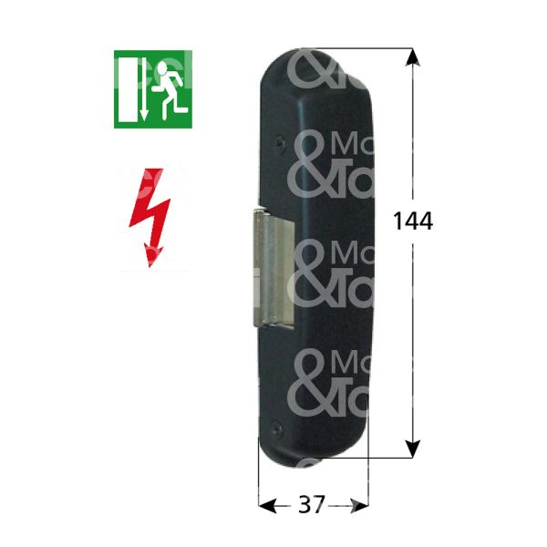 Cisa 07083900 incontro elettrico per antipanico ambidestra 12v mm 144 x 37 x 43 senza frontale con antiripetitore