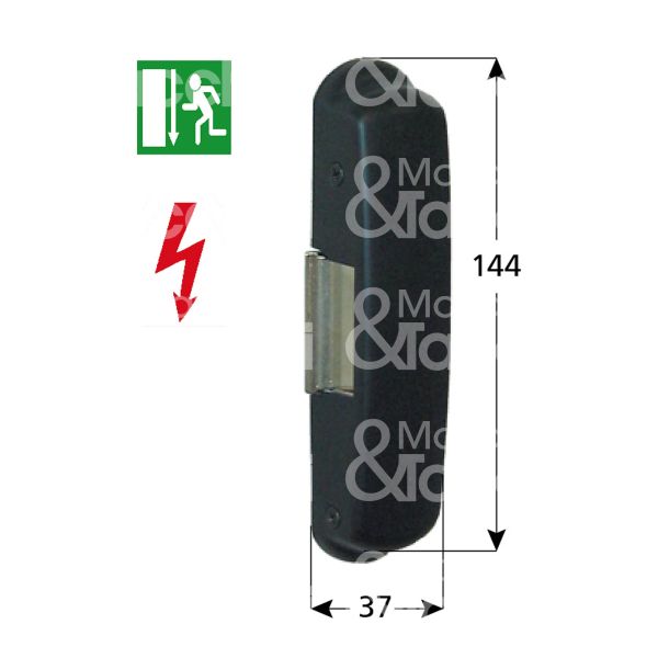 Cisa 07083050 incontro elettrico per antipanico ambidestra 12v mm 144 x 37 x 43 senza frontale senza antiripetitore