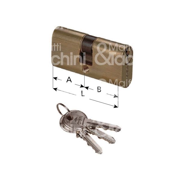 Cisa 08210060 cilindro ovale chiave/chiave 28 x 35 = 63 mm chiave piatta profilo dx cifratura kd ottone satinato