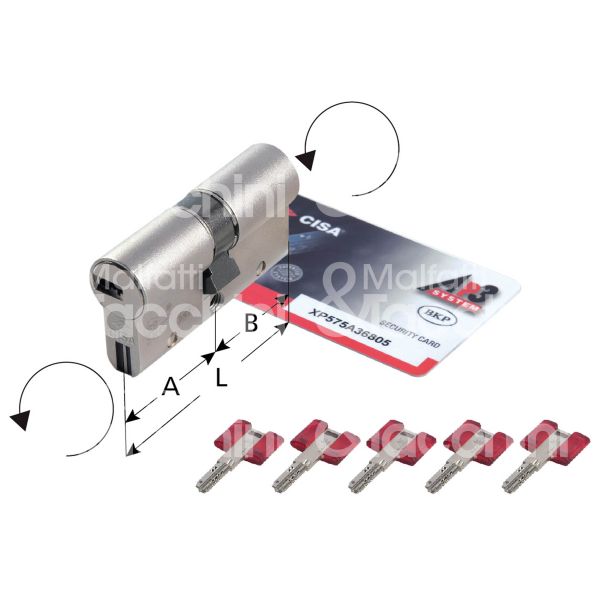 Cisa 0h3s1120c5 cilindro sagomato chiave/chiave ap3 40 x 30 = 70 mm chiave protetta profilo ap 3 cifratura kd nichel satinato