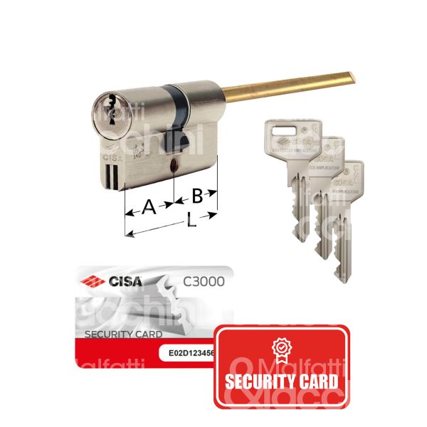 Cisa 0n3s7120n1 cilindro sagomato chiave/chiave c3000 40 x 30 = 70 mm chiave protetta m&t profilo c3000 t19 cifratura kd nichel satinato