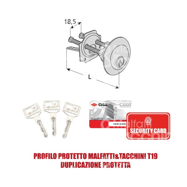 Cisa 0n510000n2 cilindro per ferroglietto staccato c3000 110 mm chiave protetta m&t profilo c3000 t20 cifratura kd nichel satinato