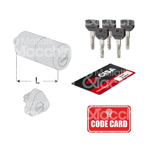 Cisa 0q149000c5 cilindro per ferroglietto 55 mm chiave punzonata profilo asix p8 cifratura kd nichelato
