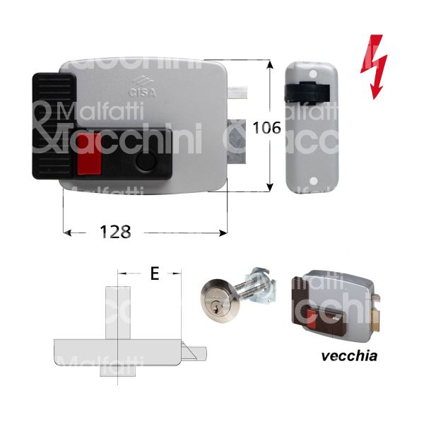 Cisa 11610502 elettroserratura da applicare laterale e 50 sx foro tondo senza mandate