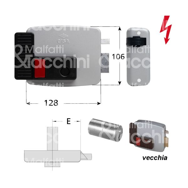 Cisa 11611501 elettroserratura da applicare laterale e 50 dx foro tondo senza mandate
