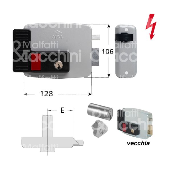 Cisa 11631701 elettroserratura da applicare laterale e 70 dx foro tondo senza mandate