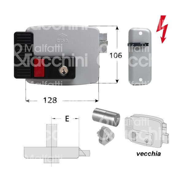 Cisa 11671801 elettroserratura da applicare laterale e 80 dx foro tondo 2 mandate