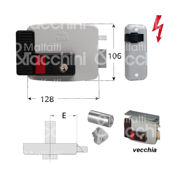 Cisa 11731502 elettroserratura da applicare laterale e 50 sx foro tondo senza mandate