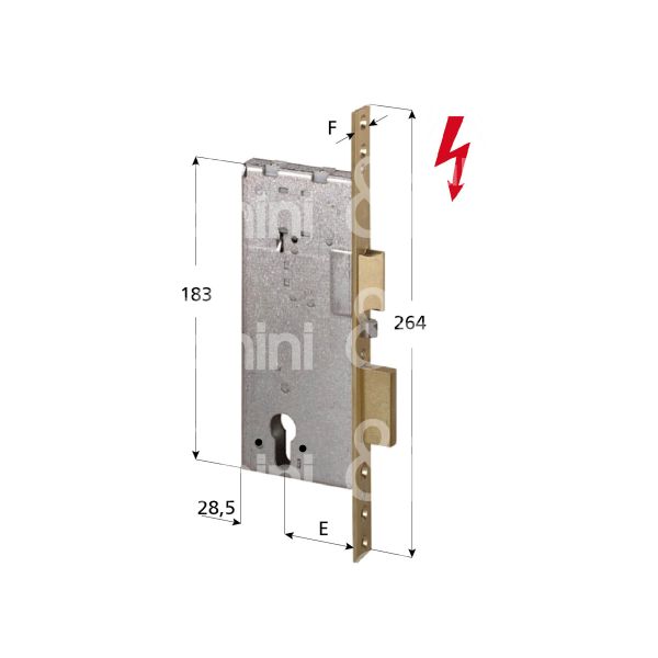 Cisa 12011400 elettroserratura da infilare per legno laterale e 40 ambidestra foro sagomato 2 mandate frontale 22 x 264