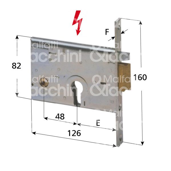 Cisa 14010602 elettroserratura per fasce laterale e 60 sx foro sagomato senza mandate frontale 16 x 160