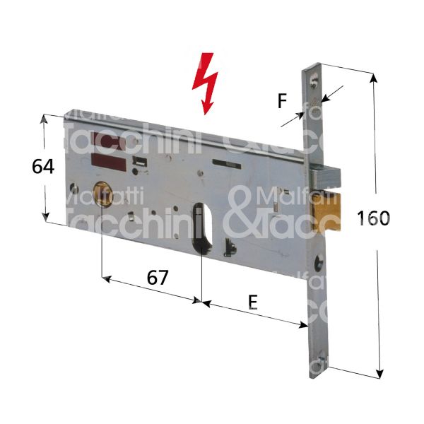 Cisa 14511700 elettroserratura per fasce laterale e 70 ambidestra foro ovale senza mandate frontale 20 x 160