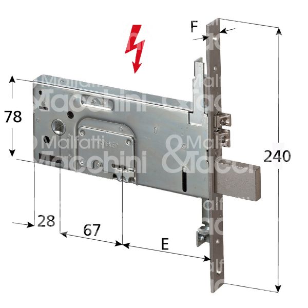 Cisa 17357900 elettroserrature per fasce triplice e 90 ambidestra foro doppia mappa 4 mandate frontale 22 x 240