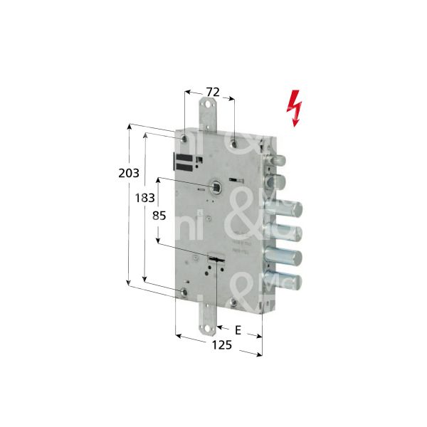 Cisa 17515280 elettroserratura per blindata doppia mappa triplice e 63 ambidestra 4 catenacci piÙ scrocco int. cat. 28 sporg. 3,5