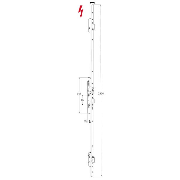 Cisa 19426250 multipunto elettrica e 25 ambidestra catenaccio traslante foro sagomato frontale u 24 x 7