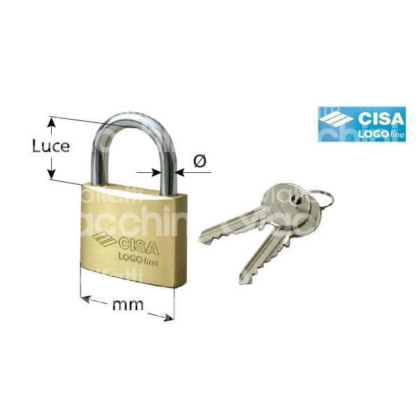 Cisa 2101060ka1 lucchetto ad arco logo line mm 60 chiave piatta cifratura ss0217