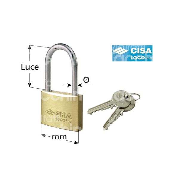 Cisa 2101140ka1 lucchetto ad arco lungo logo line mm 40 chiave piatta cifratura fw1536