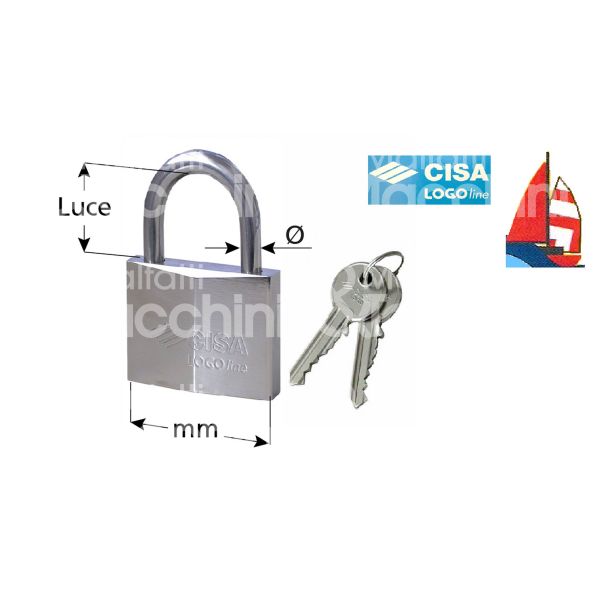 Cisa 21710400 lucchetto ad arco inox logo line mm 40 chiave piatta cifratura kd