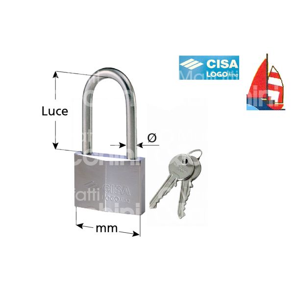 Cisa 21711400ka2 lucchetto ad arco lungo logo line mm 40 chiave piatta cifratura gt058