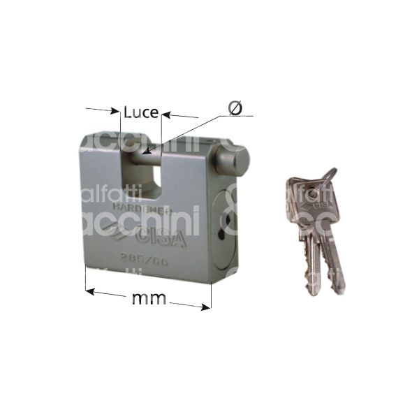 Cisa 28550660ka lucchetto per serranda corazzato mm 66 chiave piatta cifratura ka