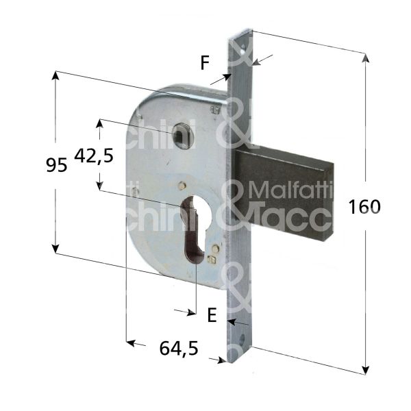 Cisa 42212300 serratura per cancello impennata scrocco con bloccaggio e 30 ambidestra cilindro sagomato