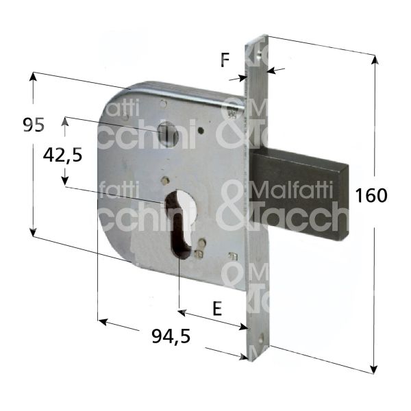 Cisa 42312500 serratura per cancello impennata scrocco con mandata e 50 ambidestra cilindro sagomato 1 mandate