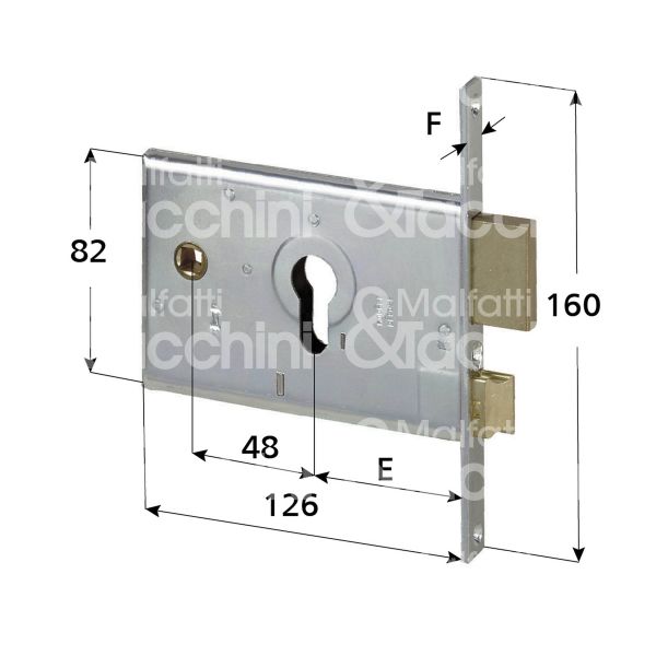 Cisa 44120600 serratura infilare per fasce 2 mandate cilindro sagomato 60 laterale catenaccio piÙ scrocco