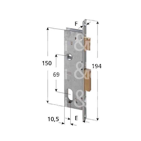 Cisa 44225150 serratura infilare per montante 2 mandate cilindro ovale 15 laterale catenaccio piÙ scrocco