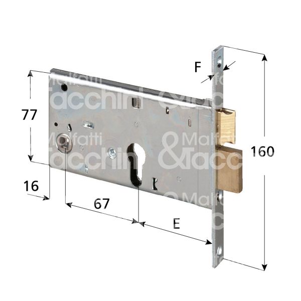 Cisa 44361900 serratura infilare per fasce 2 mandate cilindro sagomato 90 laterale catenaccio piÙ scrocco