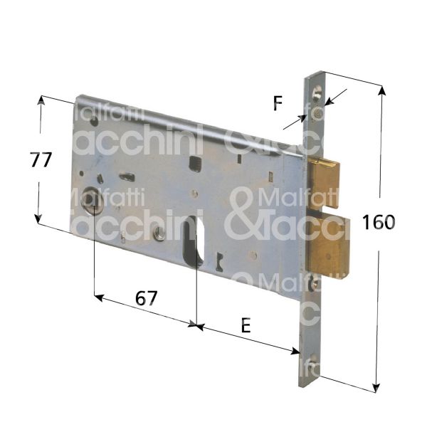 Cisa 4446270 serratura infilare per fasce 2 mandate cilindro ovale 70 laterale catenaccio piÙ scrocco