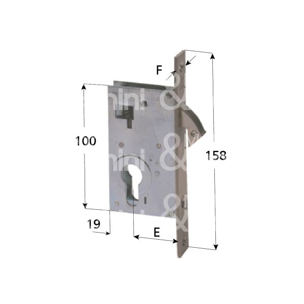 Cisa 45110350 serratura infilare a gancio rientrante e 35 ambidestra per porte interne zincato foro sagomato