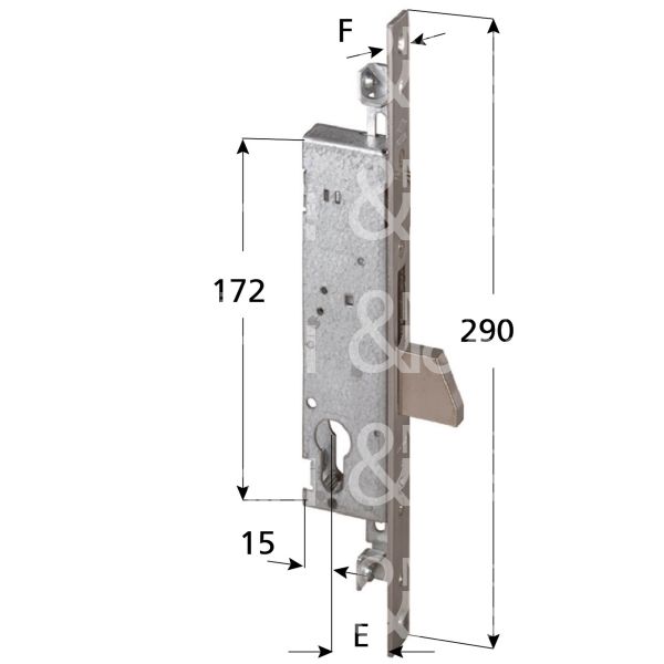 Cisa 46220300 serratura per montanti triplice solo catenaccio a caduta e 30 foro sagomato ambidestra 1 mandate