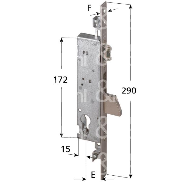 Cisa 46250350 serratura per montanti triplice rullo piÙ catenaccio a caduta e 35 foro sagomato ambidestra 1 mandate