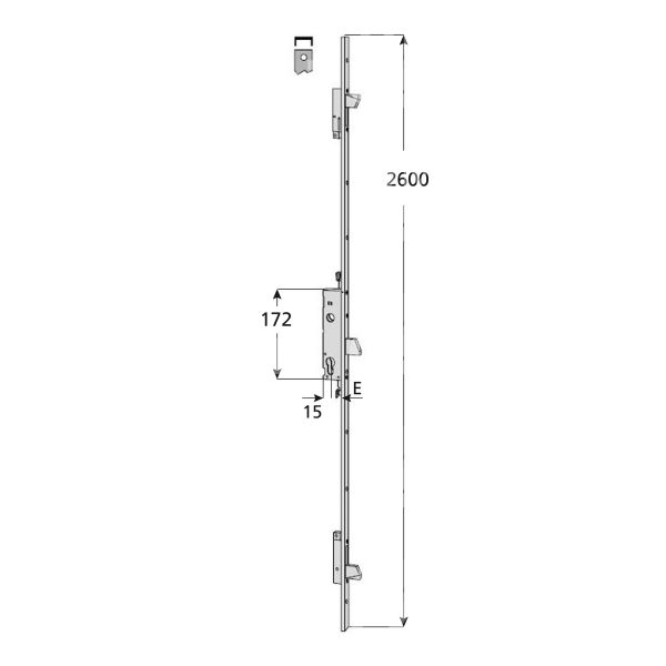 Cisa 46420250 multipunto meccaniche e 25 ambidestra catenaccio basculante foro sagomato frontale u 24 x 7