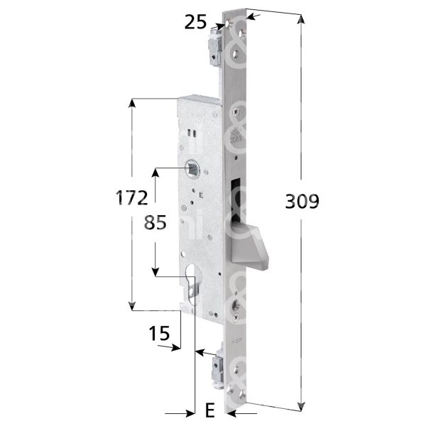 Cisa 46800250 serratura per persiane catenaccio a caduta triplice e 25 ambidestra cilindro sagomato