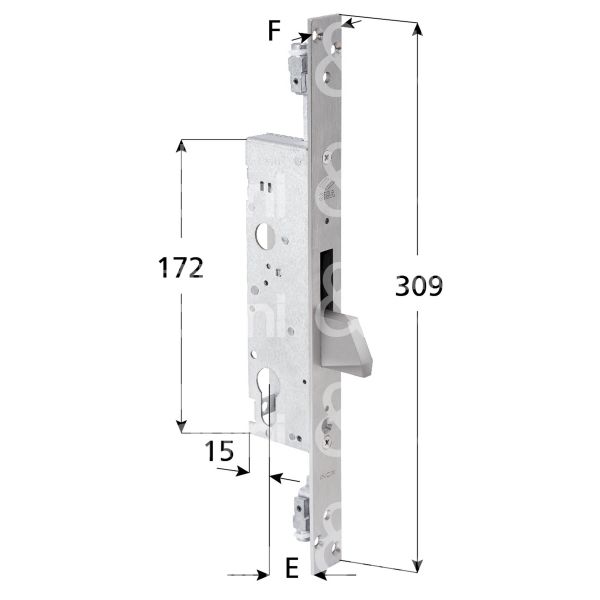 Cisa 46820250 serratura per montanti triplice solo catenaccio a caduta e 25 foro sagomato ambidestra 1 mandate