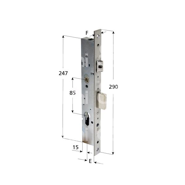 Cisa 49225250 serratura per montanti laterale scrocco piÙ catenaccio e 25 foro sagomato ambidestra 2 mandate