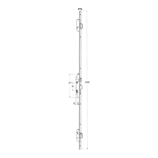 Cisa 49526400 multipunto meccanica e 40 ambidestra catenaccio traslante foro sagomato frontale piatta 24 x 3