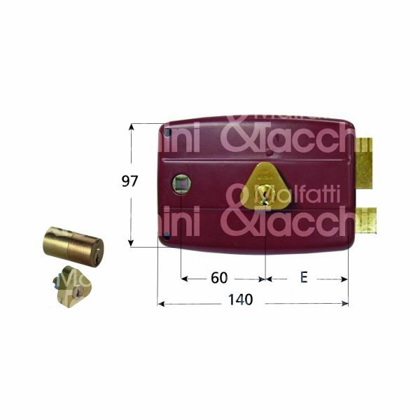 Cisa 5017160200 serratura per portoncino scrocco piÙ catenaccio doppio cilindro / cilindro fisso e 60 sx