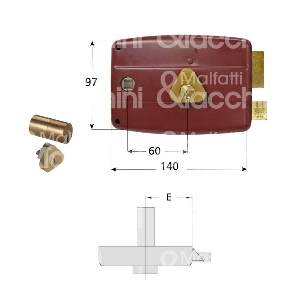 Cisa 5017160200 serratura per portoncino scrocco piÙ catenaccio doppio cilindro / cilindro fisso e 60 sx