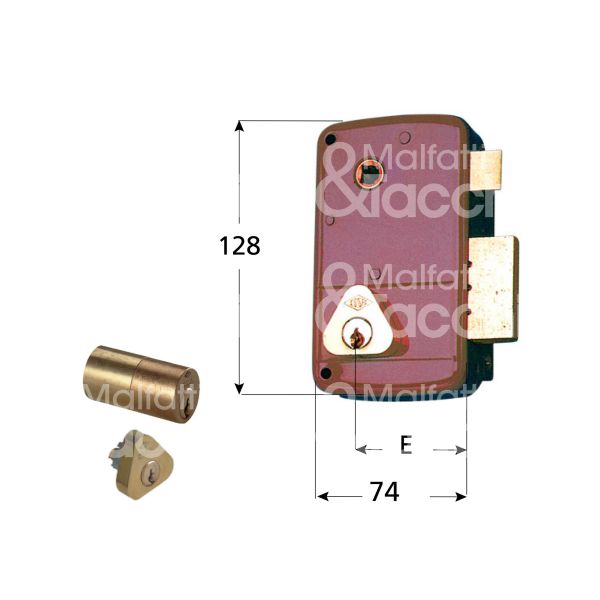 Cisa 50211451 serratura per portoncino scrocco piÙ catenaccio doppio cilindro / cilindro fisso e 45 dx