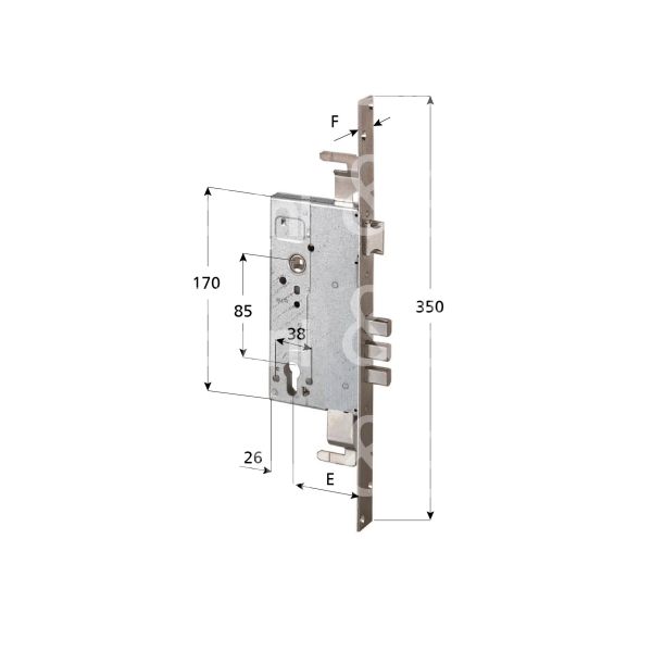 Cisa 52526450 serratura infilare per infissi legno/ferro 2 mandate cilindro sagomato 45 triplice 3 pistoni piÙ scrocco