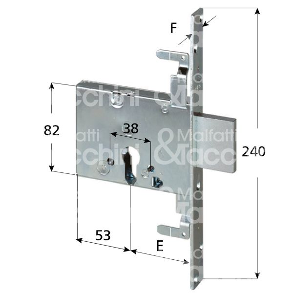 Cisa 56016700 serratura infilare per infissi legno/ferro 3 mandate cilindro sagomato 70 triplice solo catenaccio