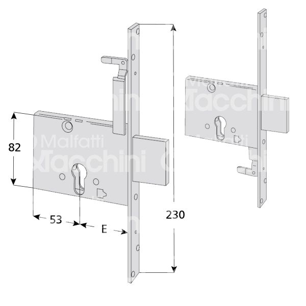 Cisa 56020600 serratura infilare per infissi legno/ferro 3 mandate cilindro sagomato 60 triplice accoppiata