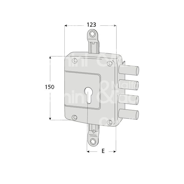 Cisa 56162601 serratura applicare a cilindro triplice e 64 dx 4 catenacci int. cat. 32