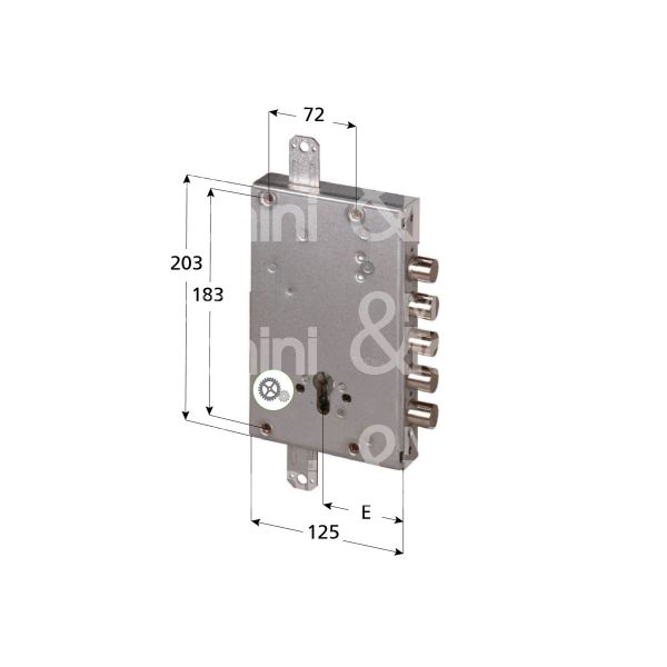 Cisa 56505280 serratura blindata a cilindro triplice e 64 ambidestra 5 catenacci int. cat. 28 sporg. 3,5