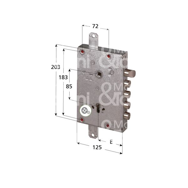 Cisa 56515380 serratura blindata a cilindro triplice e 64 ambidestra 3 catenacci piÙ scrocco int. cat. 38 sporg. 3,5