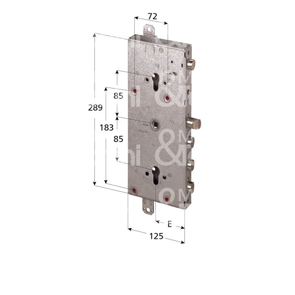 Cisa 56766580pg serratura per blindata a doppio cilindro indip. triplice e 64 ambidestra 3 catenacci piÙ scrocco e 1 servizio int. cat. 38 sporg. 21,5