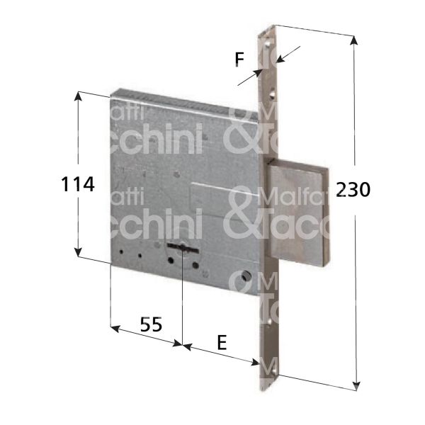 Cisa 57010600 serratura doppia mappa da infilare laterale e 60 solo catenaccio 4 mandate ambidestra kd