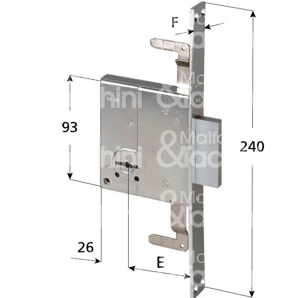 Cisa 57226450 serratura doppia mappa da infilare triplice e 45 solo catenaccio 2 mandate ambidestra kd