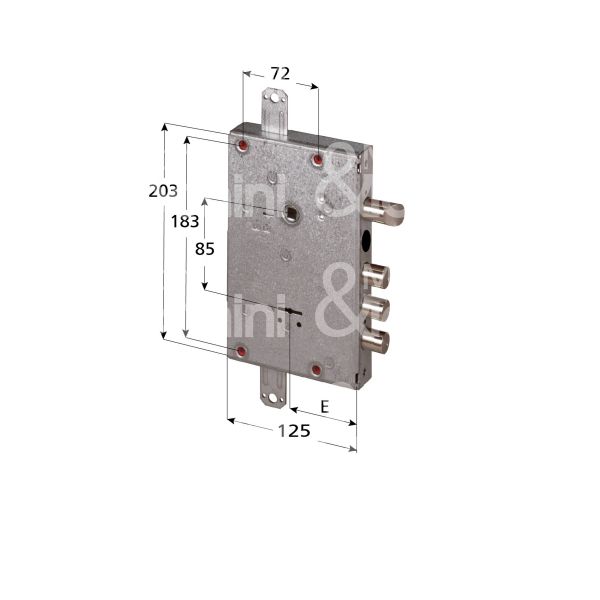 Cisa 57515480pq serratura doppia mappa per blindata triplice e 64 ambidestra 3 catenacci piÙ scrocco int. cat. 28 sporg. 14